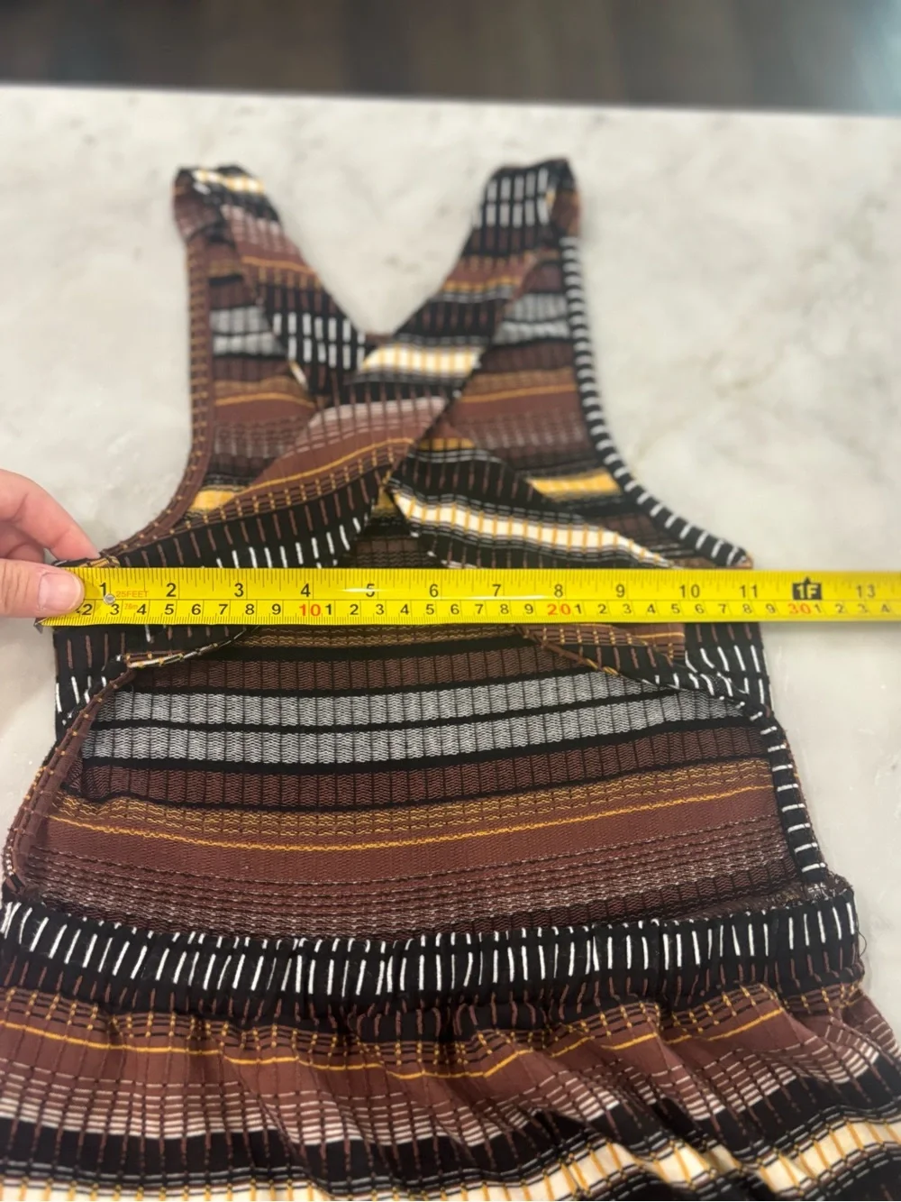 Free People Dixie Strapless Brown Black Cream Multi-Stripe Wide-Leg Jumpsuit